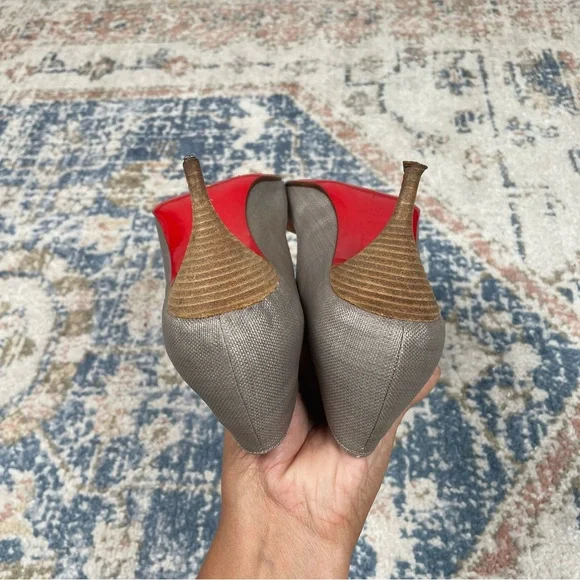 Christian Louboutin Pumps Gray Canvas Pointed Toe Classic Size Women’s Size 40 - Picture 9 of 11